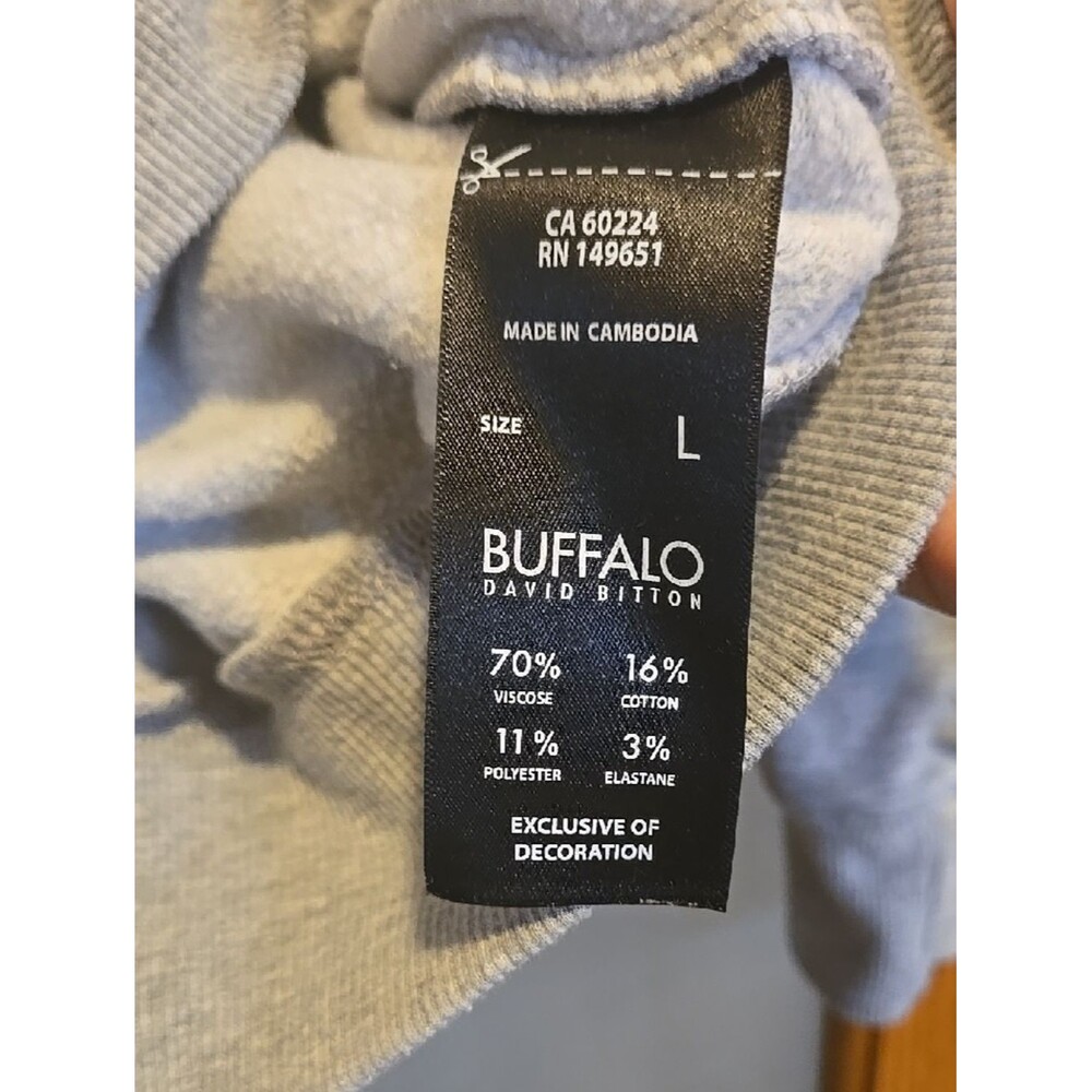 Buffalo David Bitton Light Heather Gray Hoodie Large As Is - Picture 7 of 12